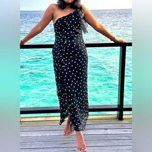 Zara Black and White Polka Dot Ruffle Dress